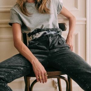 NWT Sezane Austin washed black trousers size 4